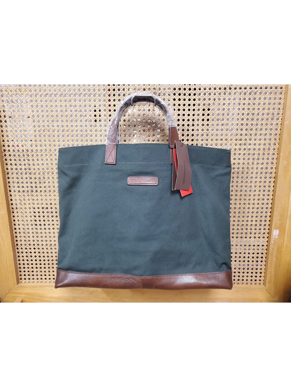 NWT Baekgaard Oliver Metro Tote Bag-Premium Canvas & Leather Laptop Work Tote